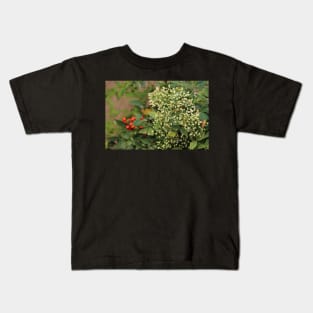 White Flowers Red Berries Kids T-Shirt